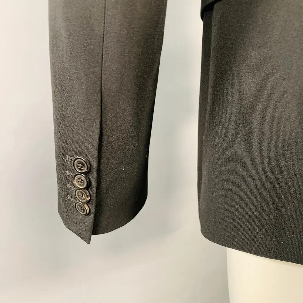 DRIES VAN NOTEN 36 Black Polyester Wool Single Breasted Notch Lapel Sport Coat